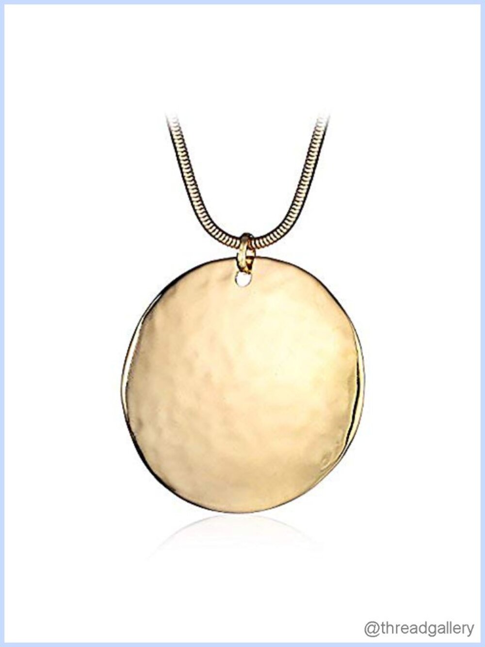 Large Hammered Pendant Necklace 18K Gold Plated Copper Chain Statement